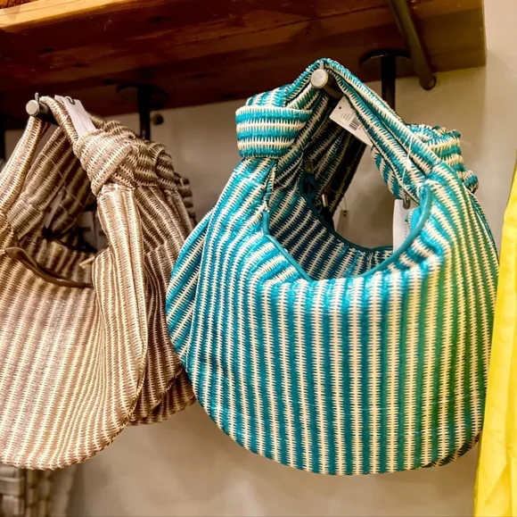 Anthropologie Blue and White Striped Shoulder Bag - Picture 3 of 3